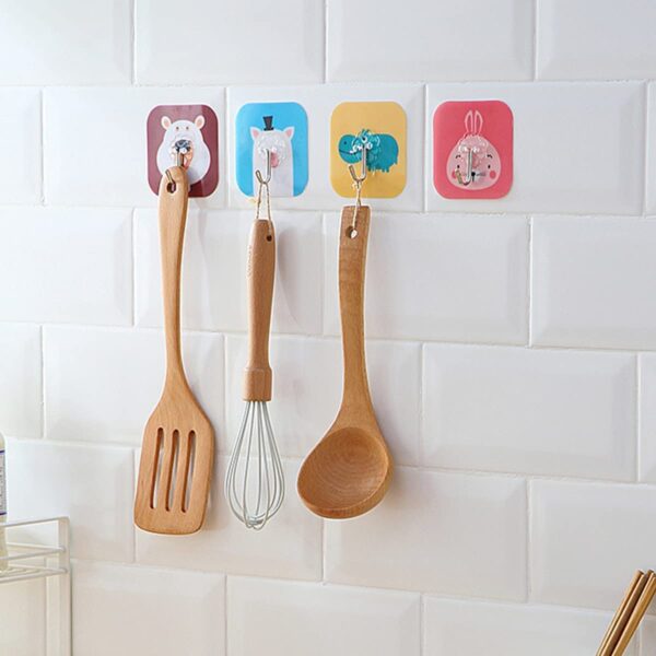 Hook Design 12 PCS Cute Sticky/Adhesive Hooks, Water Proof, Decorative Wall Hook with Cartoon Designs, Hanger for Office, Home, Bedroom, Bathroom, or Kitchen - 10533