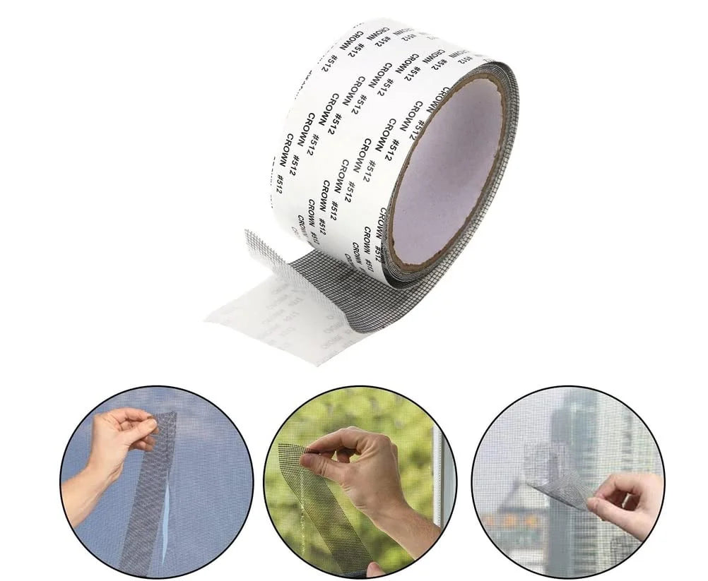 Mosquito Net Patch Repair Tape Self-Adhesive Color Black, Size -2 Meter X 50 MM (Pack of 1), Door Net - 201600