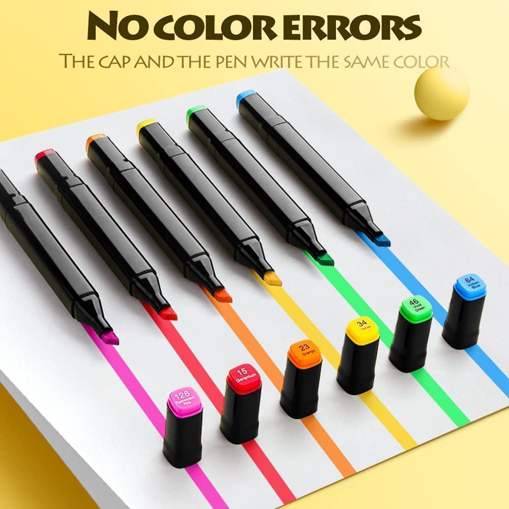Dual Tip Colorful Art Markers Sketch Pens 24 Colors With Carrying Case For Painting Sketching Calligraphy Drawing - 50924