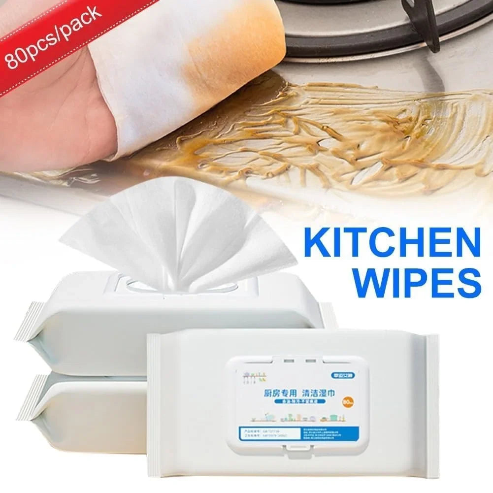 – 80 pcs Kitchen Cleaning Wet Wipes - 0026