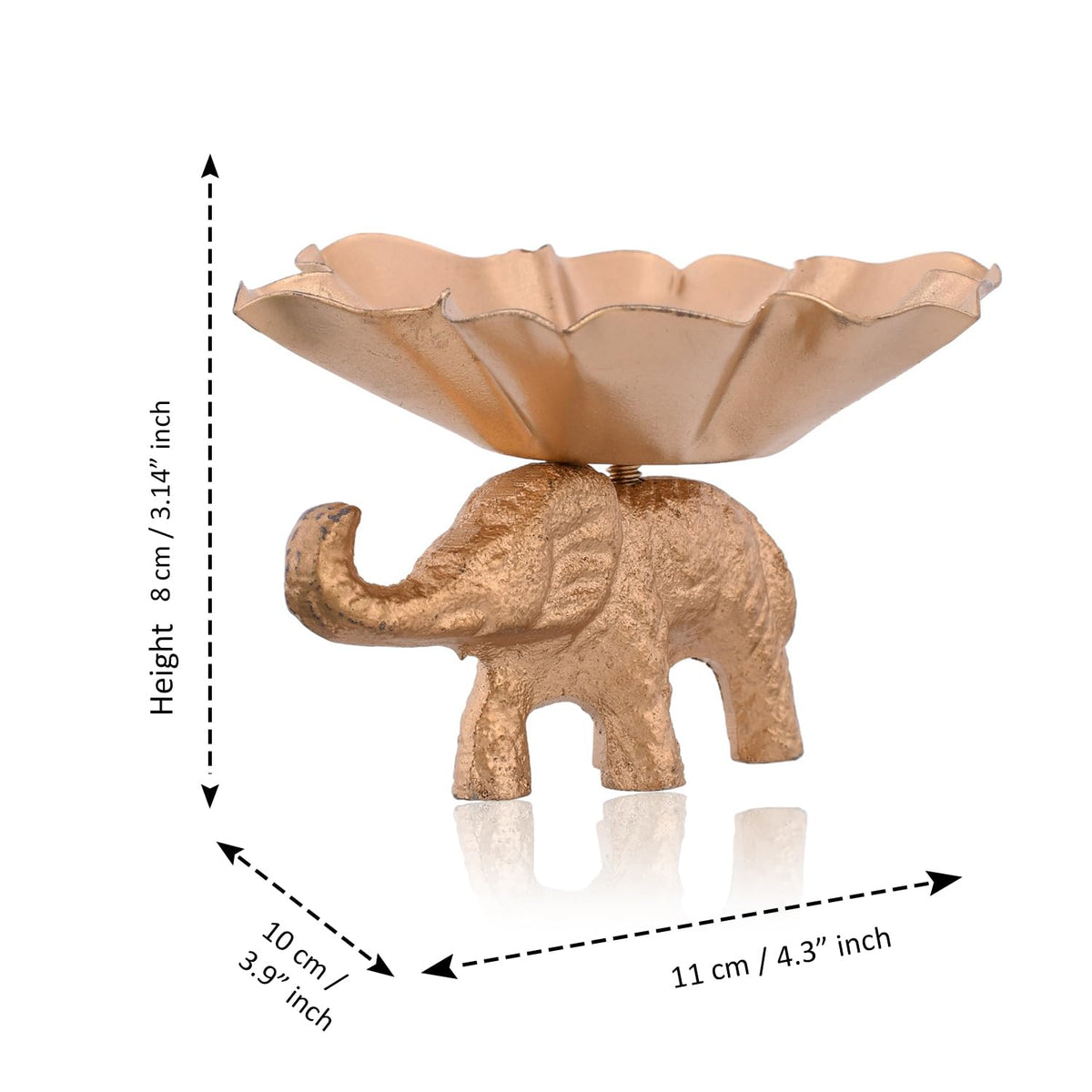 Metal Flower Shaped Tealight Candle Holder with Elephant Base - 20429