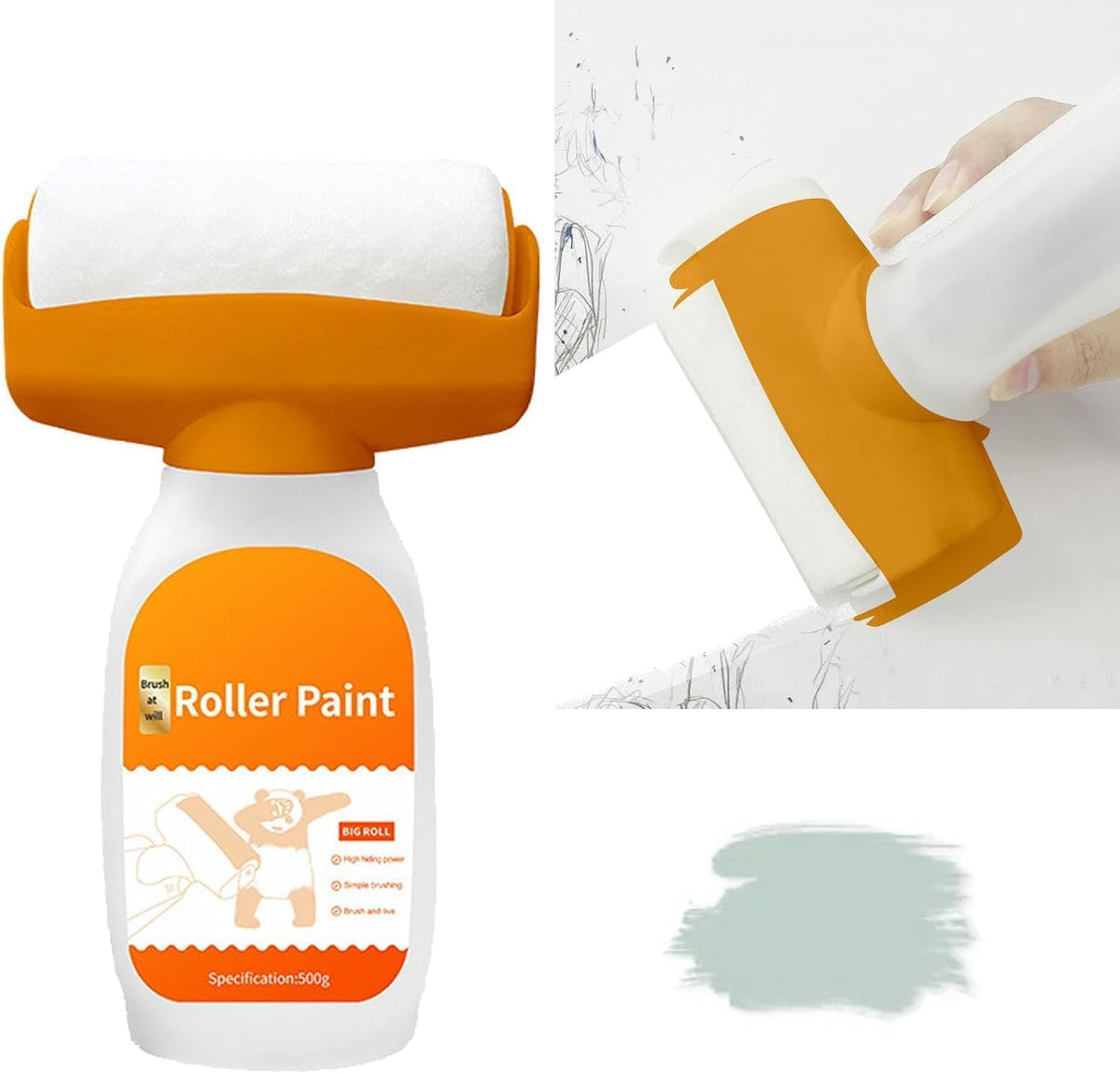 Wall Repair Paint Roller – Multifunctional White Touch-Up Roller Brush for DIY Wall Repair, Crack & Stain Cover, Smooth Finish Latex Paint Applicator for Walls & Ceilings - 21160