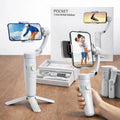 M1 3-Axis Smartphone Stabilizer Gimbal, White, Foldable Design, Portable Video Recording