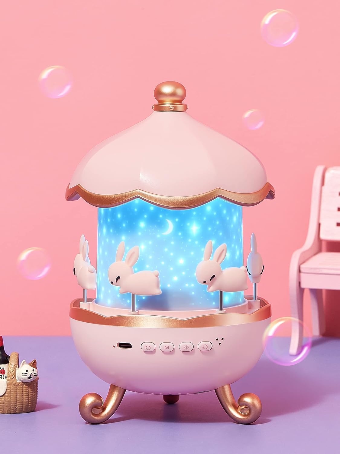 E11 Rotating Bunny Night Light, Night Lamp Star Projector