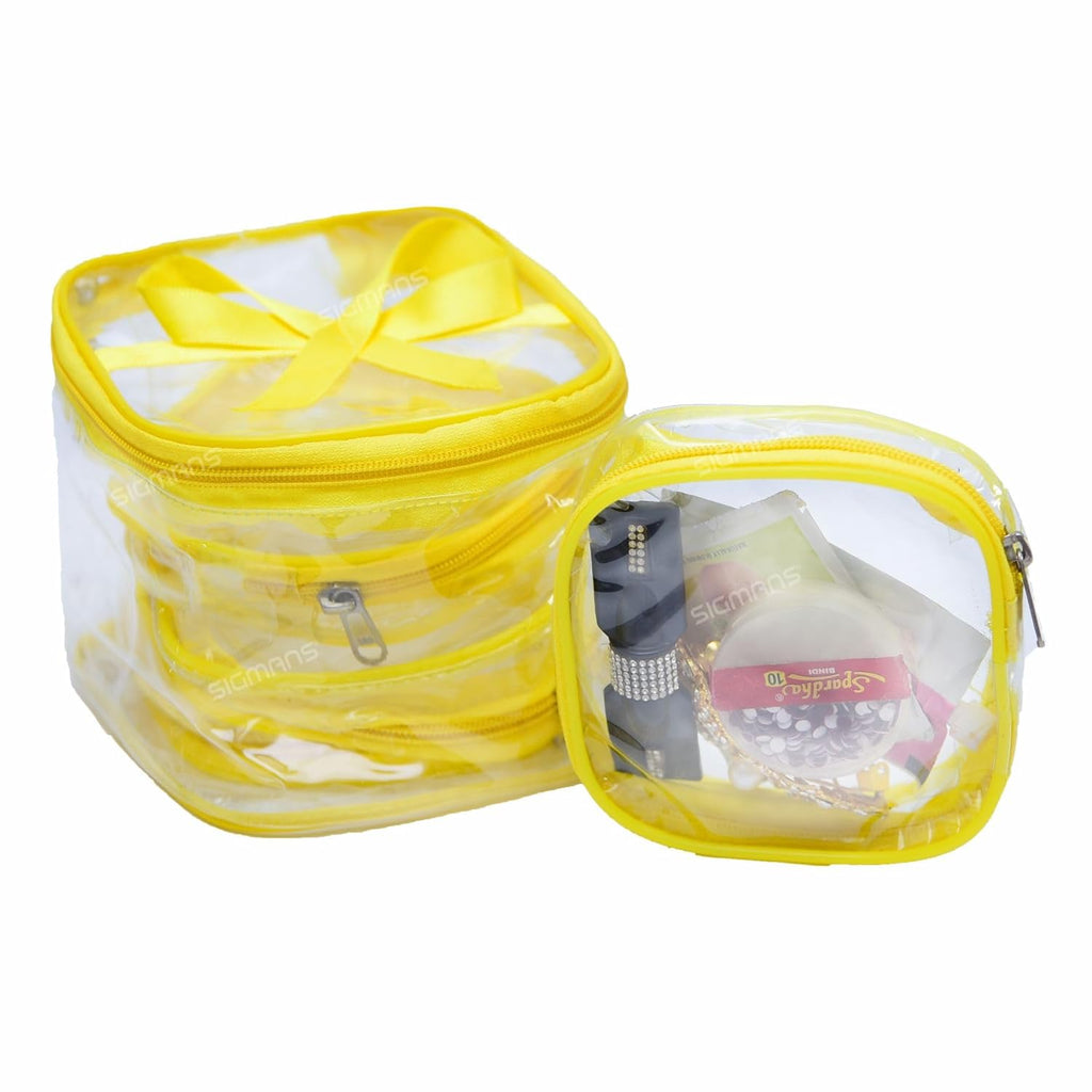 {5 Pcs} Transparent Makeup Box Jewellery Organizer/Jewellery Storage Bag Pouch/Travel Kit Organizer/Jewellery Box {Random Color} - 11040