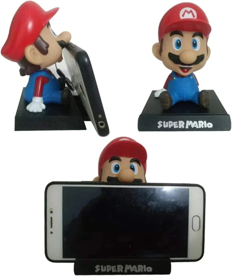 Super Hero Action Figure Limited Edition Bobblehead with Mobile Holder for Car Dashboard, Office Desk & Study Table- (Super Mario) - 11317