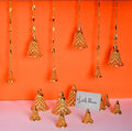 Little Blooms 100-pcs Golden Plastic Hanging Bells for Home Decoration - Small Bells for Decoration Hanging - DIY Craft Decoration Bell Set 1.75 Inch - 21072