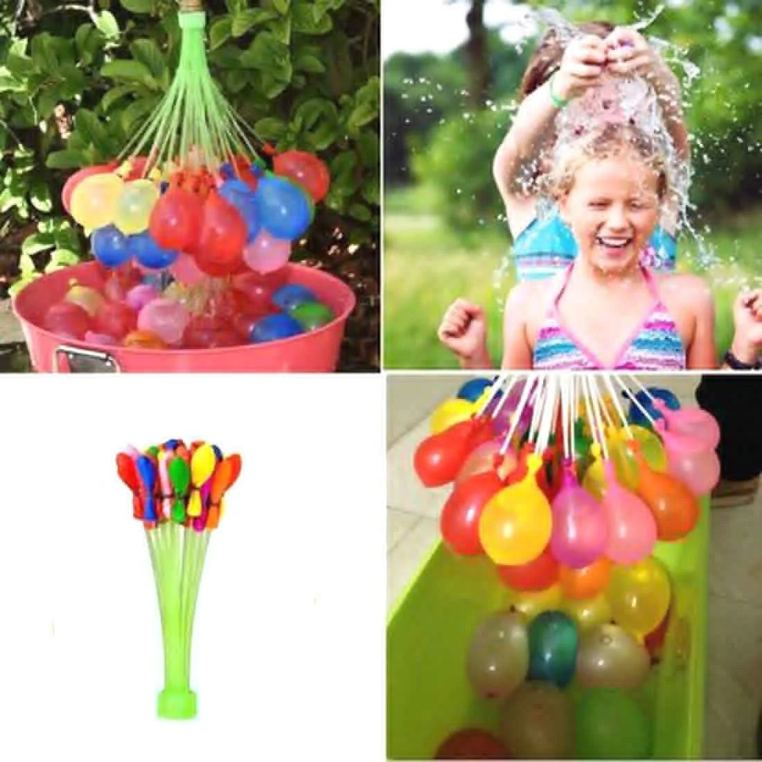 Colorful Kid’s Plastic No Need to tie Knots Holi Magic Water Balloons || Time Saving Very Quickly Fills || Games Swimming Pool Outdoor Fun Magic Water Balloons (111 Balloons, Multicolored) - 0229