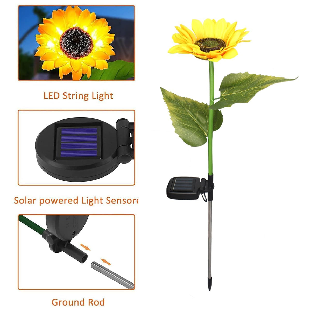 Led Solar Sunflower/Light Flower for Garden/Garden Solar Flower for Outdoor Pack of 1 - 20308