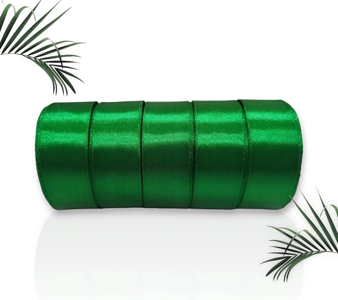( 10 pcs ) 1/2 Inch.green Satten Ribbon - 887