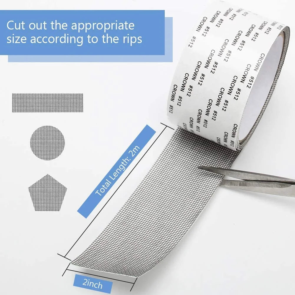 Mosquito Net Patch Repair Tape Self-Adhesive Color Black, Size -2 Meter X 50 MM (Pack of 1), Door Net - 201600