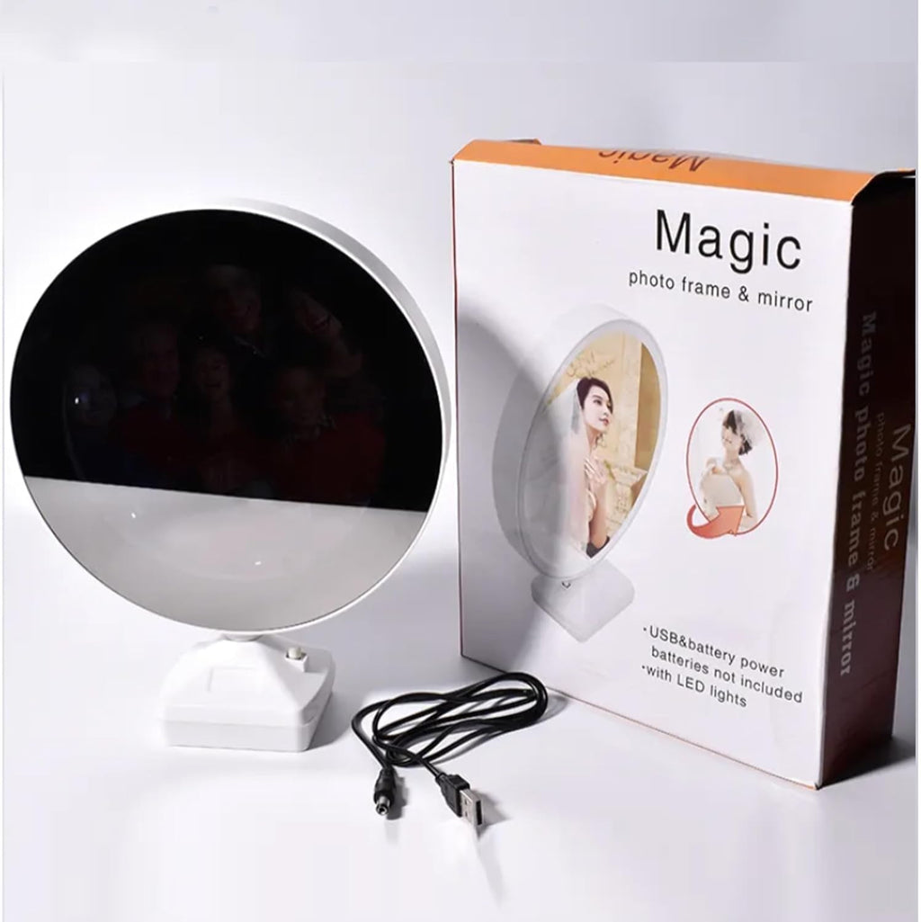 Magic Mirror Photo Frame LED Light | Personalized LED Photo Lamp | Custom Couple Photo Gift | Anniversary, Birthday - 20198