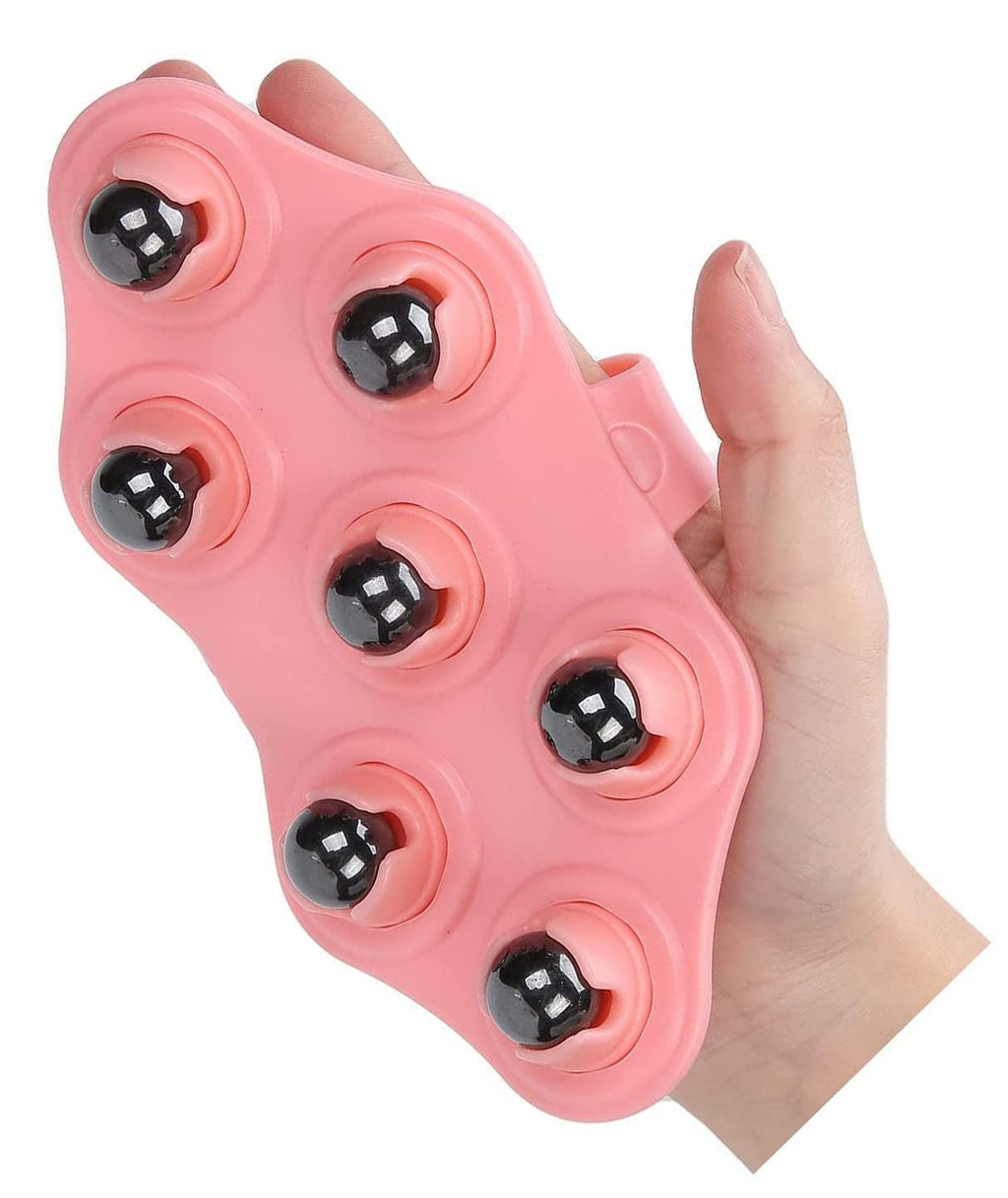 Palm Shaped Massage Glove, a portable manual massager with 7x 360-Degree magnetic roller balls for a deep tissue massage - 10398