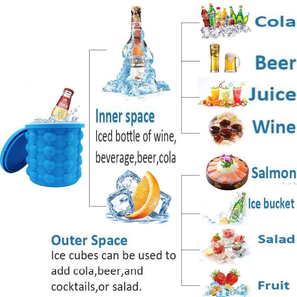 Silicone Ice Cube Maker | The Innovation Space Saving Ice Cube Maker | Bucket Revolutionary Space Saving Ice-Ball Makers for Home - 10404