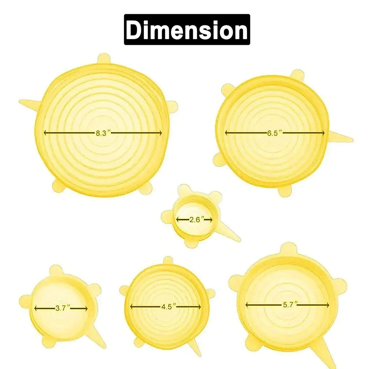 Silicone Stretch Lids, Multi Size Reusable Silicone Lids Food and Bowl Covers set of 6 pcs - 7043