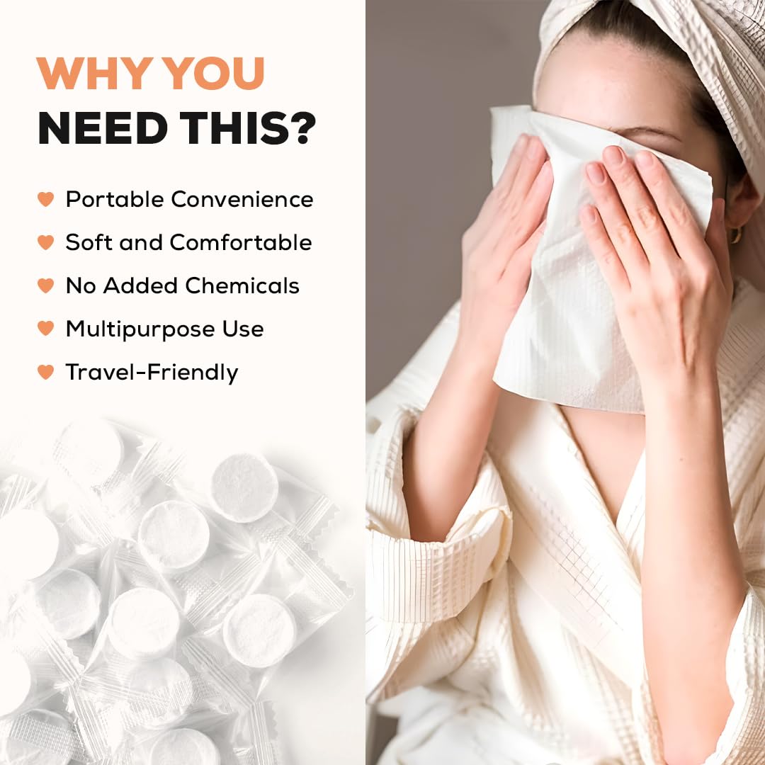 {Pack of 6} Towel Tablets, Facial Cleansing Tissue, Mini Tablets Disposable Towels, Makeup Remover Pads, Water Activated Coin Tissue for Beauty Salon, Travel, Sports & Personal Use - 20479