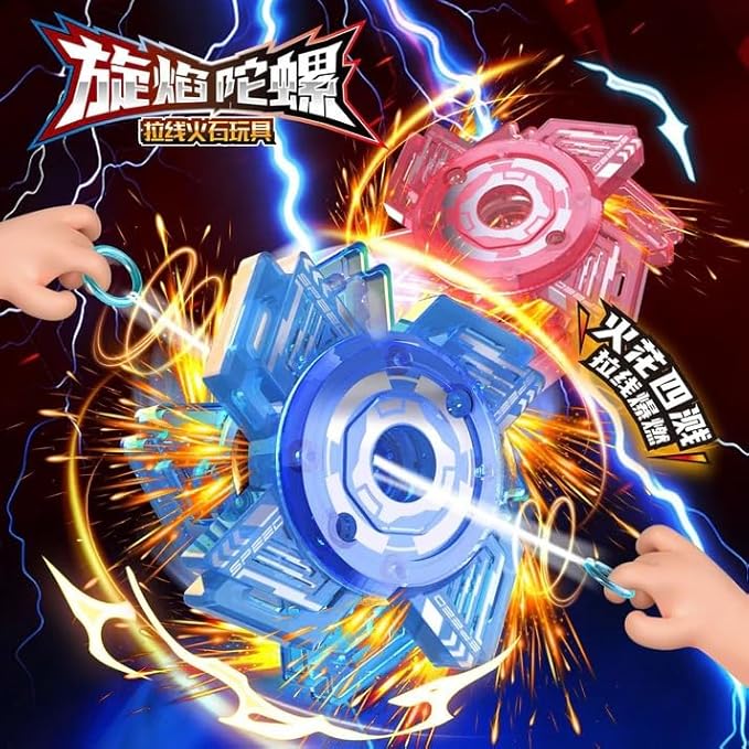 Hand Pull Gyro Spinner for Kids | High Speed Flying Spinner with String Launcher | Stress Relief Rotating Spin Toy - 20948