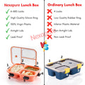 3 Compartment Transparent Lid Tiffin Lunch Box | Silicone Seal Ring | For Kids And Adults Office Women And Men - 10512