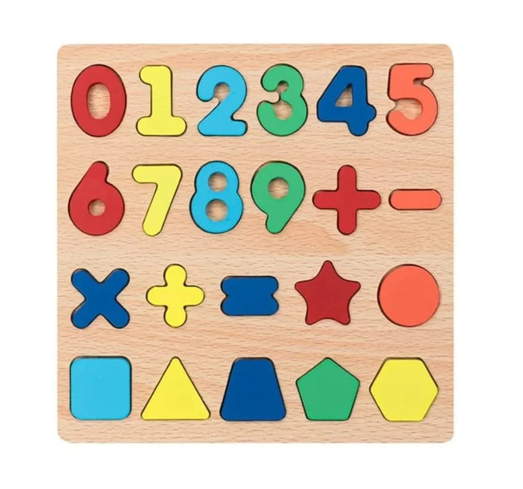 Number and Shape Puzzles and Geometric Wooden Foam Educational Toys - 4123