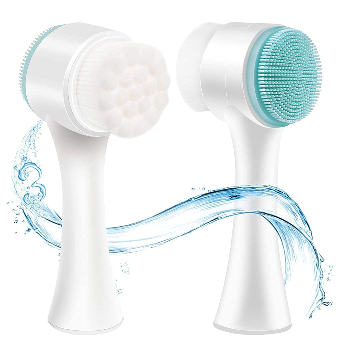 Manual Facial Cleansing brush, 2-in-1 Skin Care face brush, silicone facial scrubber Manual Dual Face Wash Brush for Deep Pore Exfoliation Massaging - 20552