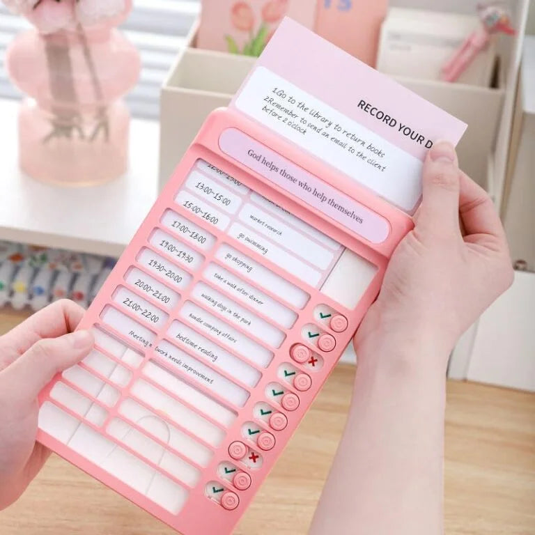 Habit Tracker Daily Planner Board for Kids & Adults | Reusable To-Do List Chore Chart with 15 Detachable Cards, Weekly Record & Motivation Paper - 618
