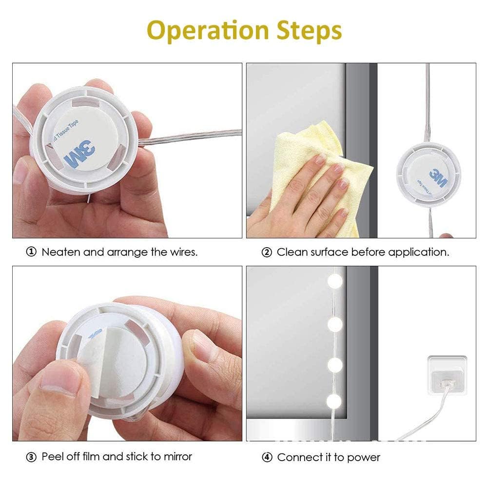 NC-A015 10LED Bulb Vanity Mirror Lights for Mirror 3 Color Modes Makeup Lights for Mirror