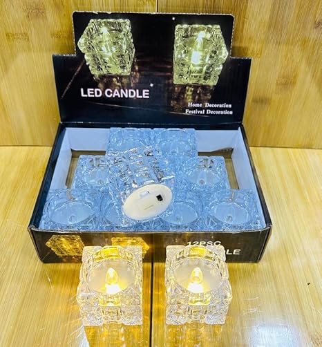 [Pack of 24] Creative Square Block Shape Warm White Lighting LED Candle Flameless & Smokeless - 10836