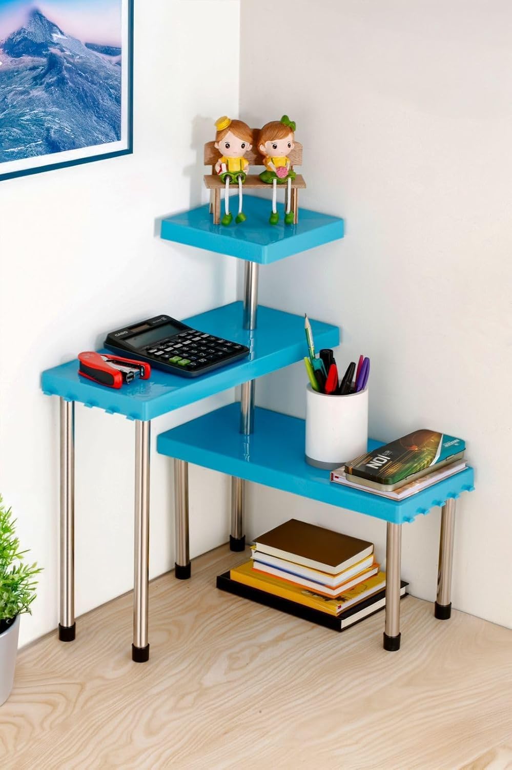 Countertop Organizer Rack | 3 Tier | Kitchen Corner Shelf | Adjustable Stand for Office, Cabinet & Bathroom | Multi-Purpose Storage for Spice Jars and Bottles | Space-Saving Organiser - 20977