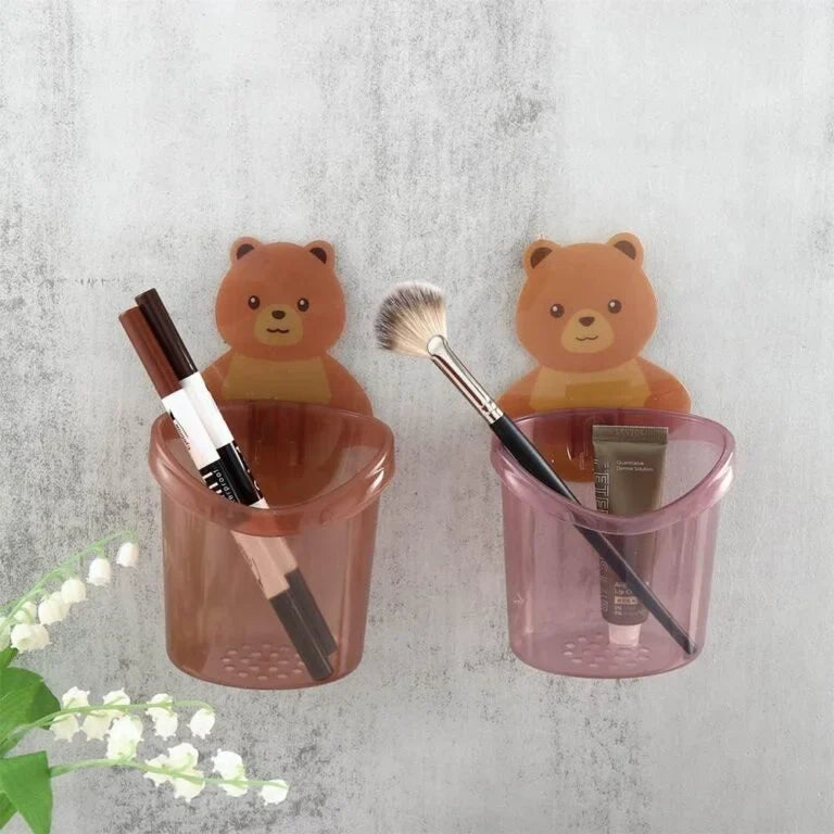 Toothbrush Holder Wall-Mounted Suction Cup Cute Bear Storage Cup - 10824