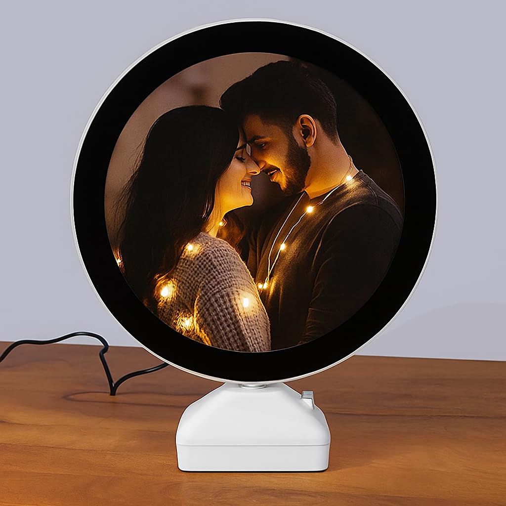 Magic Mirror Photo Frame LED Light | Personalized LED Photo Lamp | Custom Couple Photo Gift | Anniversary, Birthday - 20198