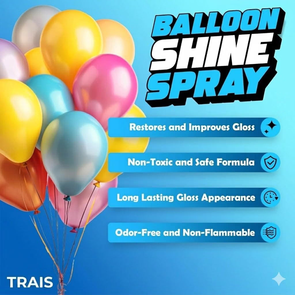 TRAIS Balloon Shine Spray for Latex Decoration | Gloss Coating Brightener for Birthday Wedding Anniversary Party Balloons | 450ml - 21234
