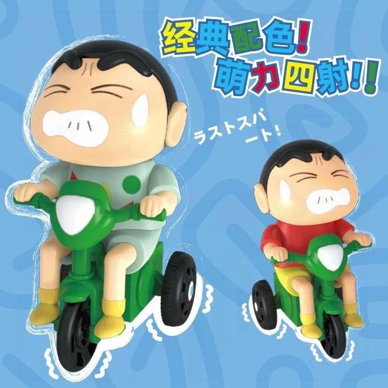 Cartoon Bike Riding Boy Shin chain Toy, Friction Powered Push & Go Tricycle Toy for Kids, Funny Expression Character Toy with Moving Action, No Battery Required, Gift for Boys & Girls - 002