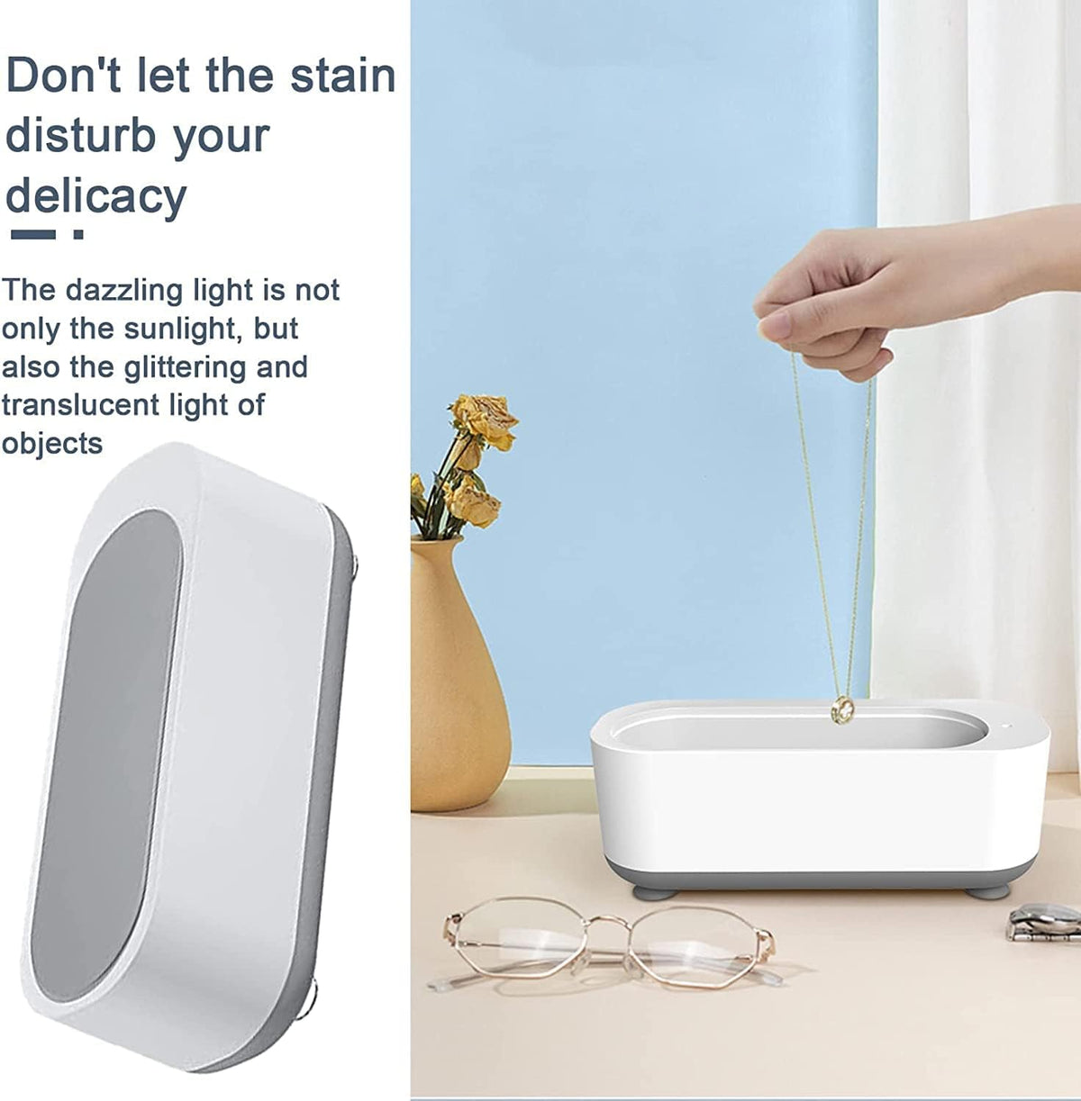Jewellery Cleaner Portable Professional Mini Household Ultrasonic Cleaning Machine For Jewellery, Eyeglasses, Watches - 10517