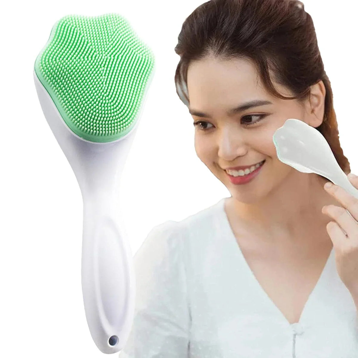 Silicone Face Scrubber Exfoliating Brush, Manual Handheld Facial Cleansing Brush - 10797