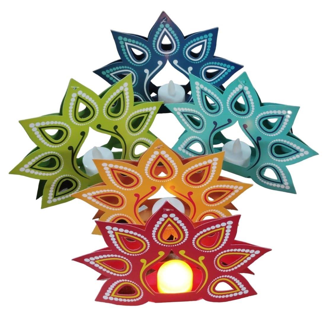 KCH 3087 {Pack of 10} Hanging Festive Mystic Multicolor Printed Paper Lanterns for Home/Office & Many Festive Diwali