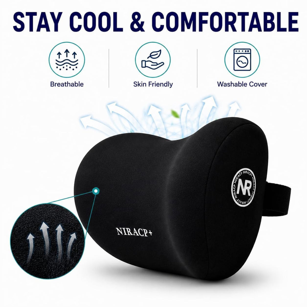 Car Neck Pillow for Driving Ergonomic Headrest Cushion for Neck & Cervical Support, Breathable Washable Cover, Car Seat Headrest Pillow for Travel, Office & Long Drives - 21200