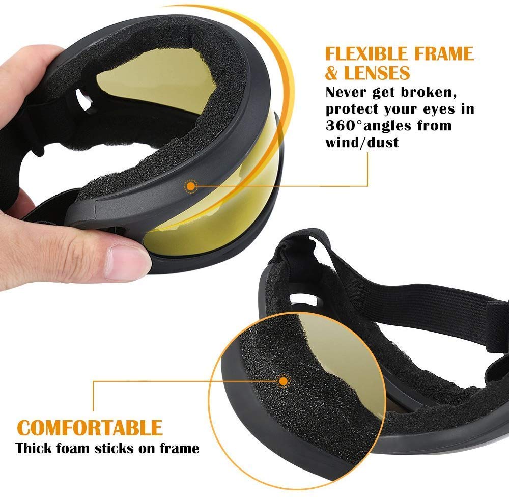 Uv400 Windproof X400 Goggles Motorcycle Glasses for Outdoor Riding (Yellow) - 10835