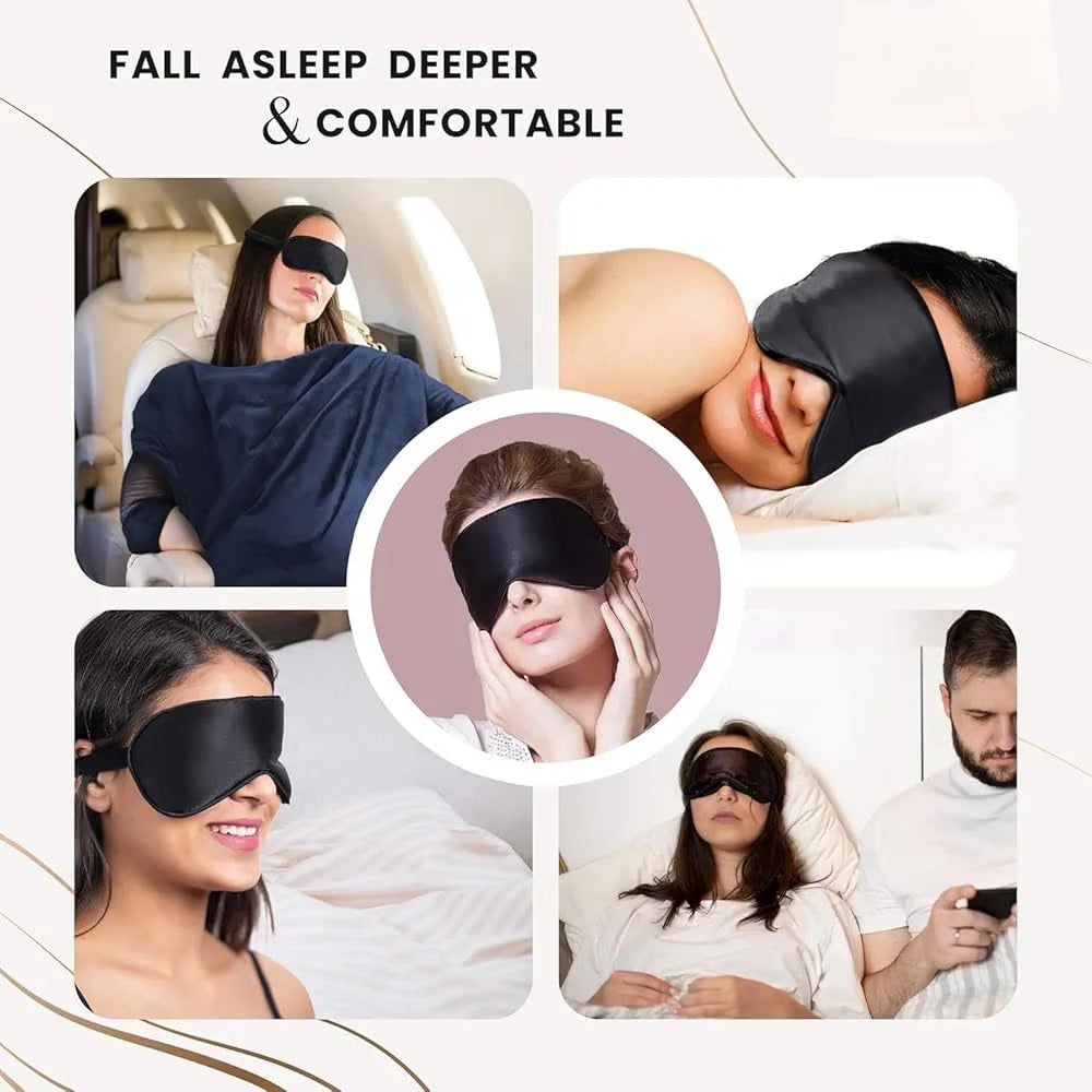 Black Sleep Eye Mask, Soft Blindfold with Adjustable Elastic Strap, Light Blocking, Perfect for Travel, Meditation - 21179