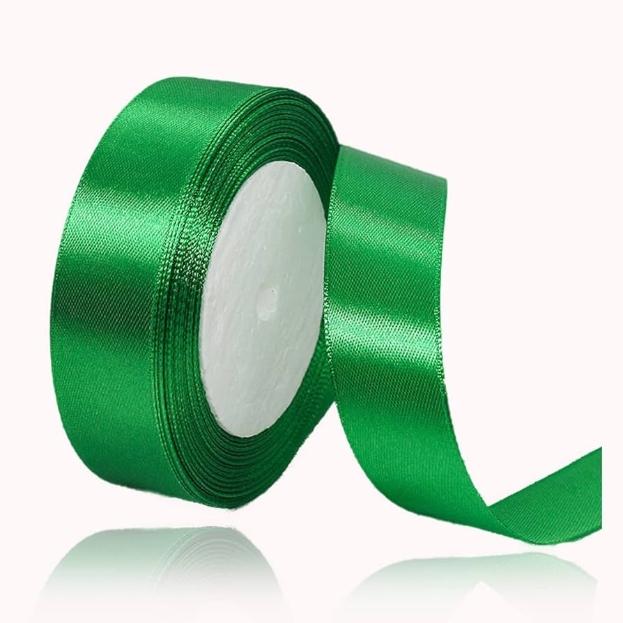 ( 5 pcs ) 1 inch green Satten Ribbon - 20186