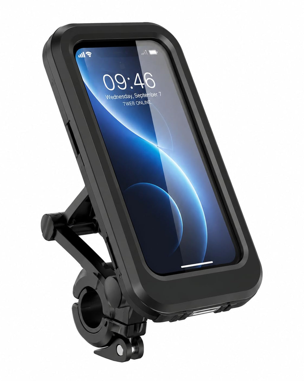 Waterproof Motorcycle Phone Holder, Bike Mobile Holder with Touch Screen, 360° Rotation Metal Handlebar Mount, Universal Mobile Stand for Bicycle, Scooter & Bike - 20869