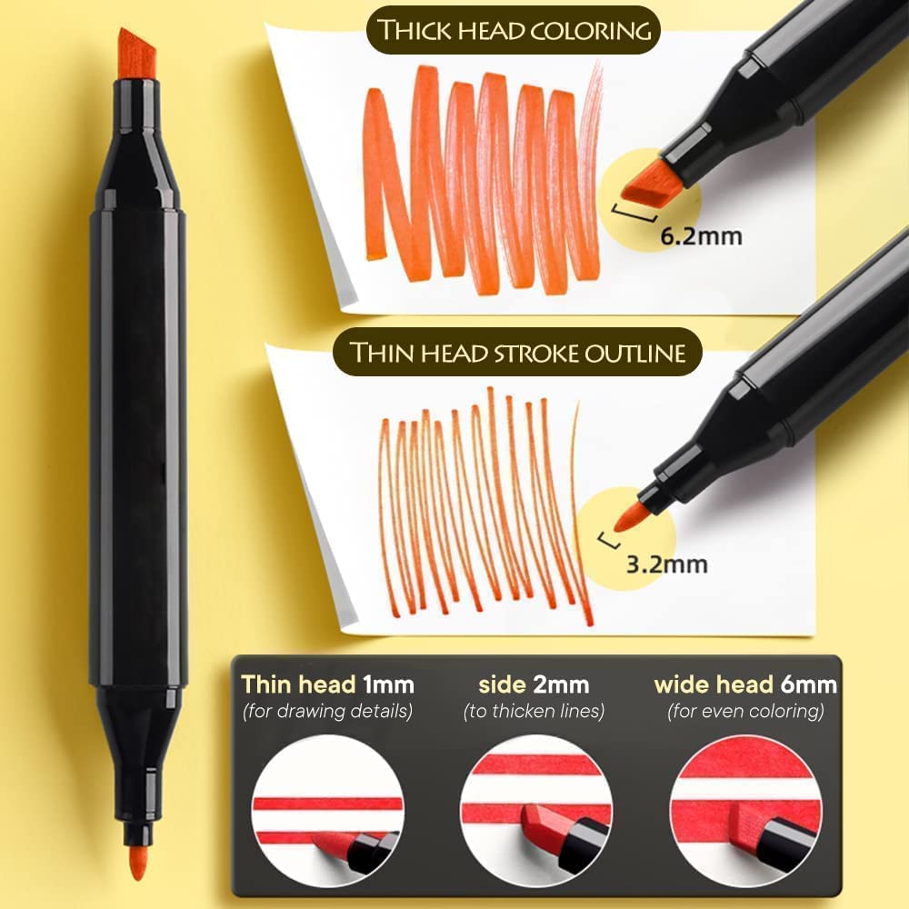 Dual Tip Colorful Art Markers Sketch Pens 24 Colors With Carrying Case For Painting Sketching Calligraphy Drawing - 50924
