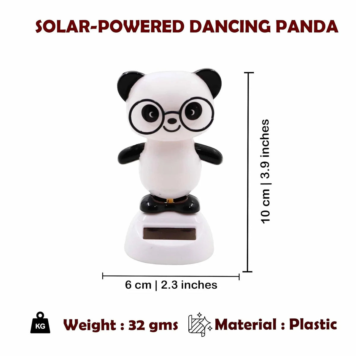 Solar Powered Dancing White Panda Dolls Swinging Animated Sun Catcher Car Decor Portable Suncatchers Home Car Ornament Kids Toys Gifts (1 pcs) - 10274