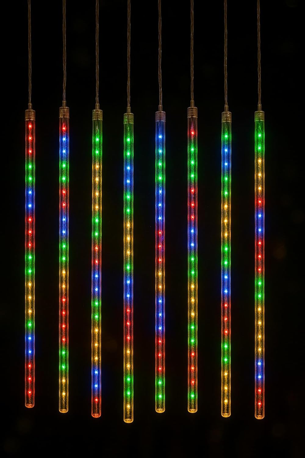 PG-36 Rain Drop LED Meteor Shower 192 LEDs 8 Tubes  | Icicle Falling Effect for Diwali, Christmas, New Year, Home & Outdoor Decoration, Balcony, Tree, Party Decor (Multi-Color)