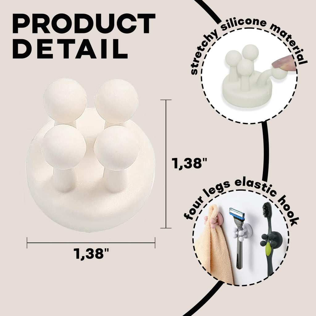 Silicone Toothbrush Holders for Bathrooms - Wall Mounted Shower Razor Holder - 21386