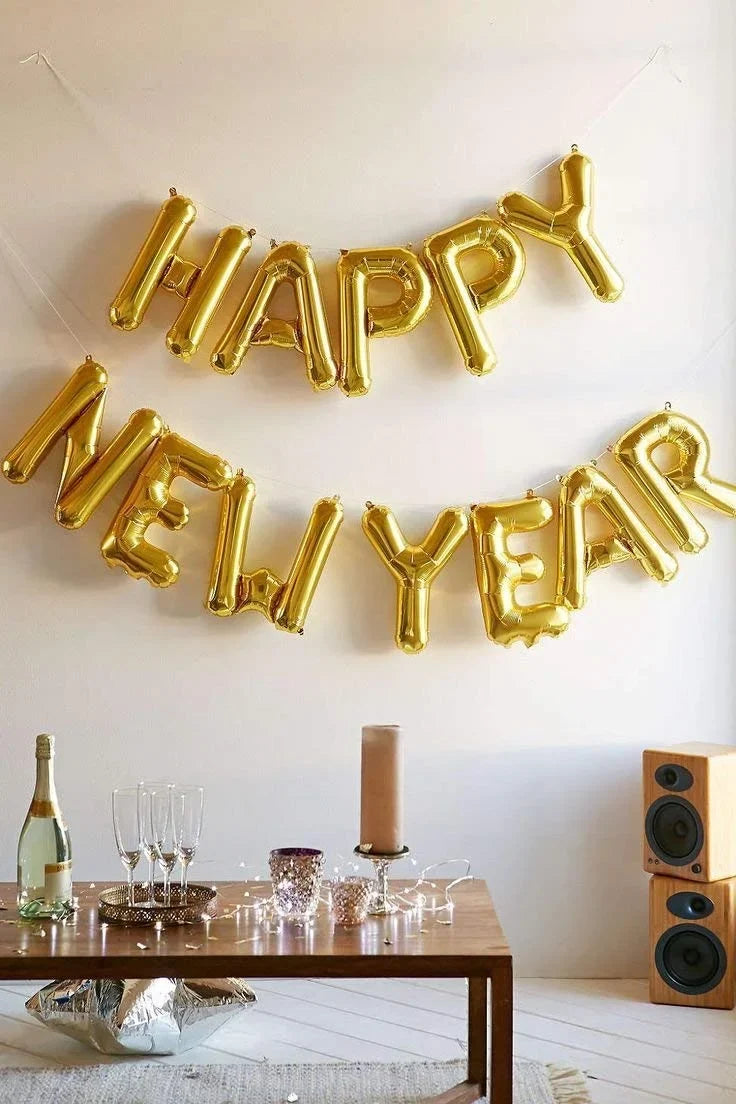 Happy New Year Gold Letter Balloon Alphabet Foil Balloons - 10023