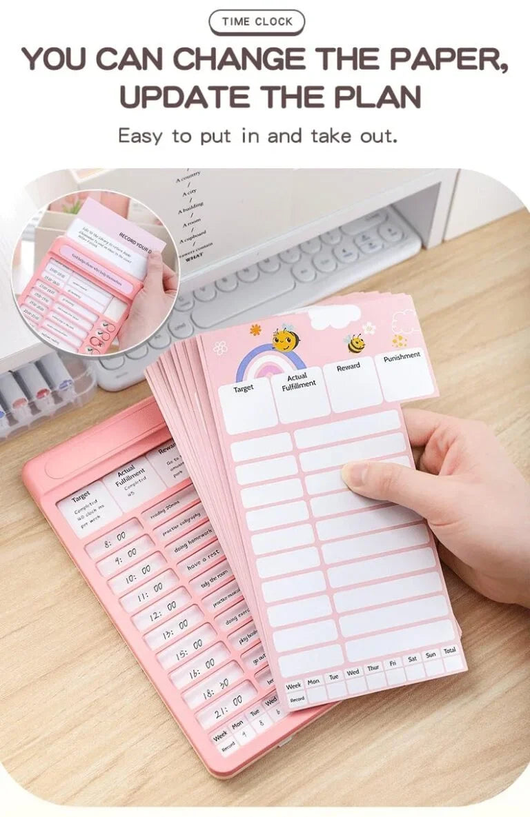 Habit Tracker Daily Planner Board for Kids & Adults | Reusable To-Do List Chore Chart with 15 Detachable Cards, Weekly Record & Motivation Paper - 618