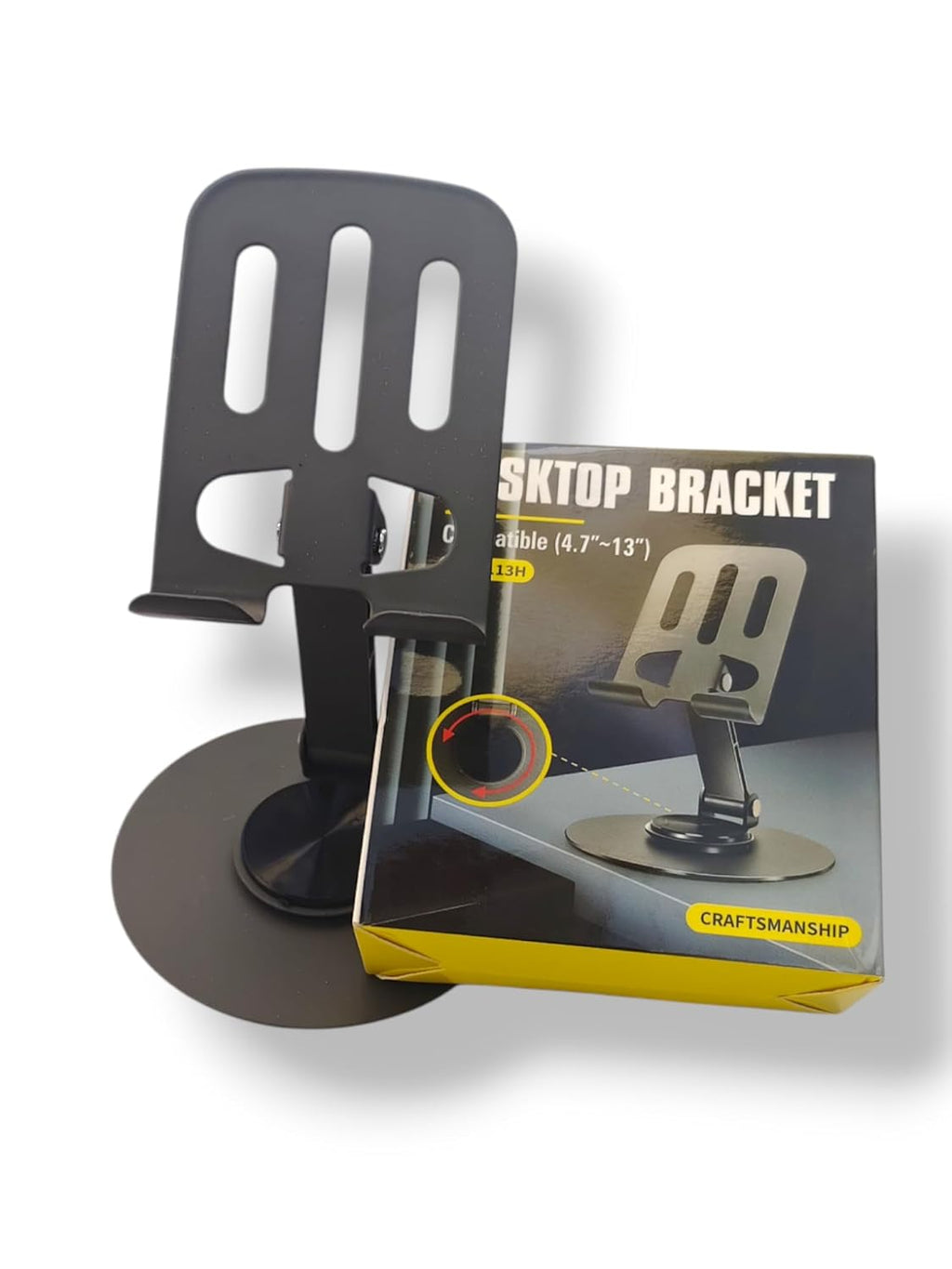 360° Desktop Mobile Holder | Foldable Adjustable Phone Stand | Anti-Skid Base | Alloy Metal Body - 20436