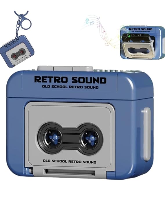 Retro Tape Recorder 3D Keychain with Sound | Mini Vintage Cassette Player Key Chain - 20026