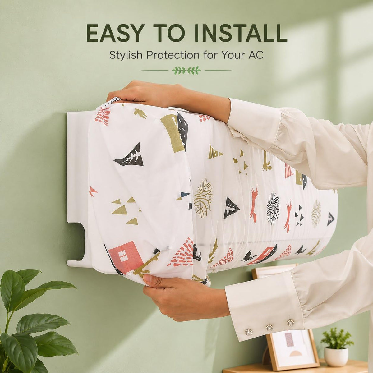 Waterproof Air Conditioner Dust Cover for AC  - Dustproof, Stretchable, Multicolor {Size-110*33*31cm} - 21139