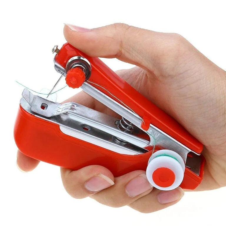 Portable Mini Manual Stapler Style Hand Sewing Machine, Craft Clothes, Stitch Handheld Cordless - 10754